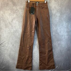 Paige Jeans Woman Leenah High Rise Wide Leg Denim Brown Pant Stretch Size 23 NWT